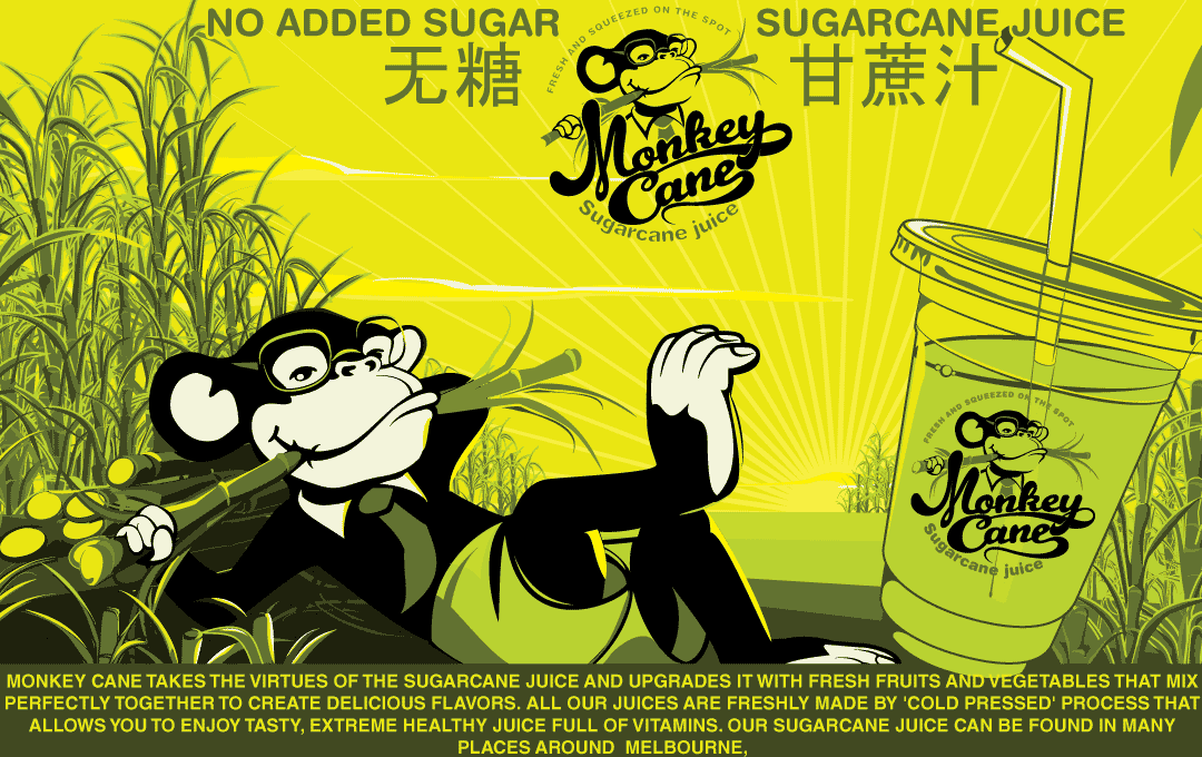monkey cane sugar cane juice poster